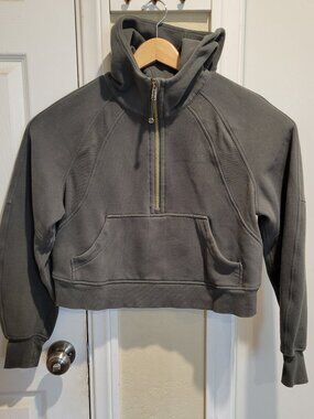 Lululemon Scuba Oversized Half Zip Hoodie Women's XS/S Dark Forest Gold Zip